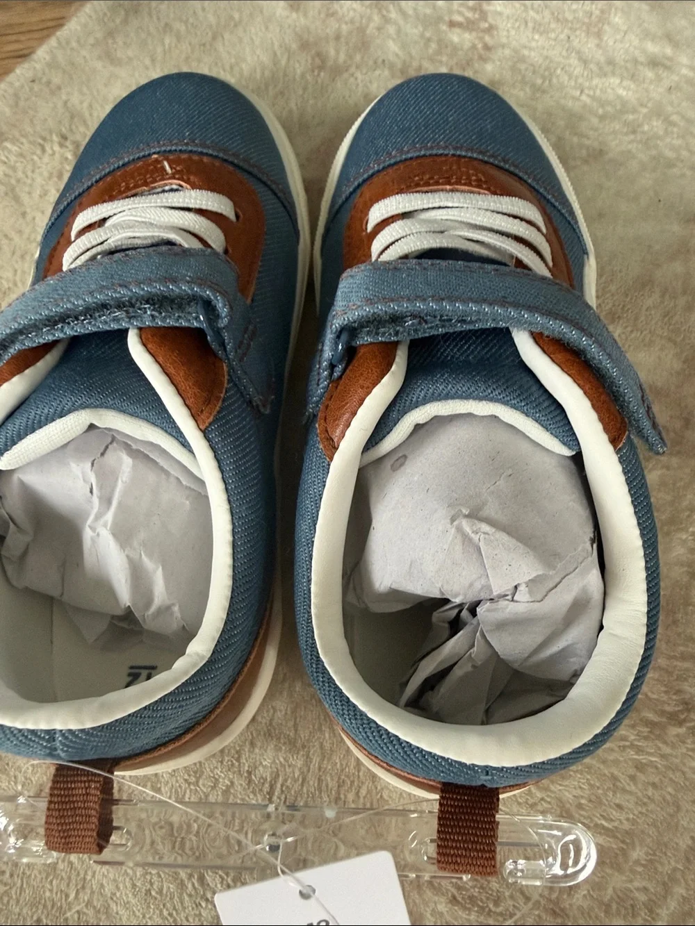 Carter's Blue Canvas Sneakers with Brown Trim